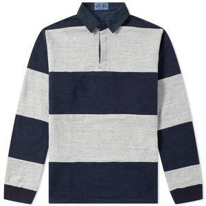 Blue Blue Japan Border Rugby Shirt - Grey & Navy